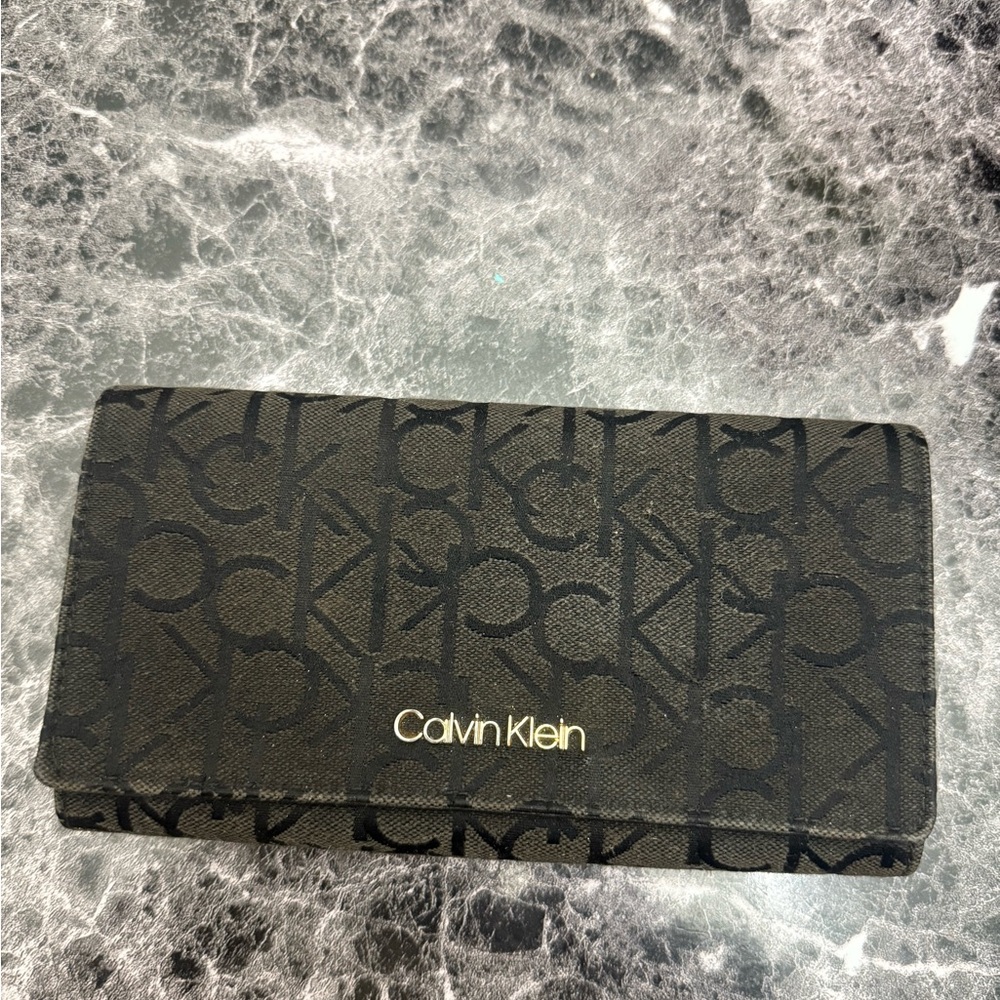 Calvin Klein Black and Gray Logo Wallet